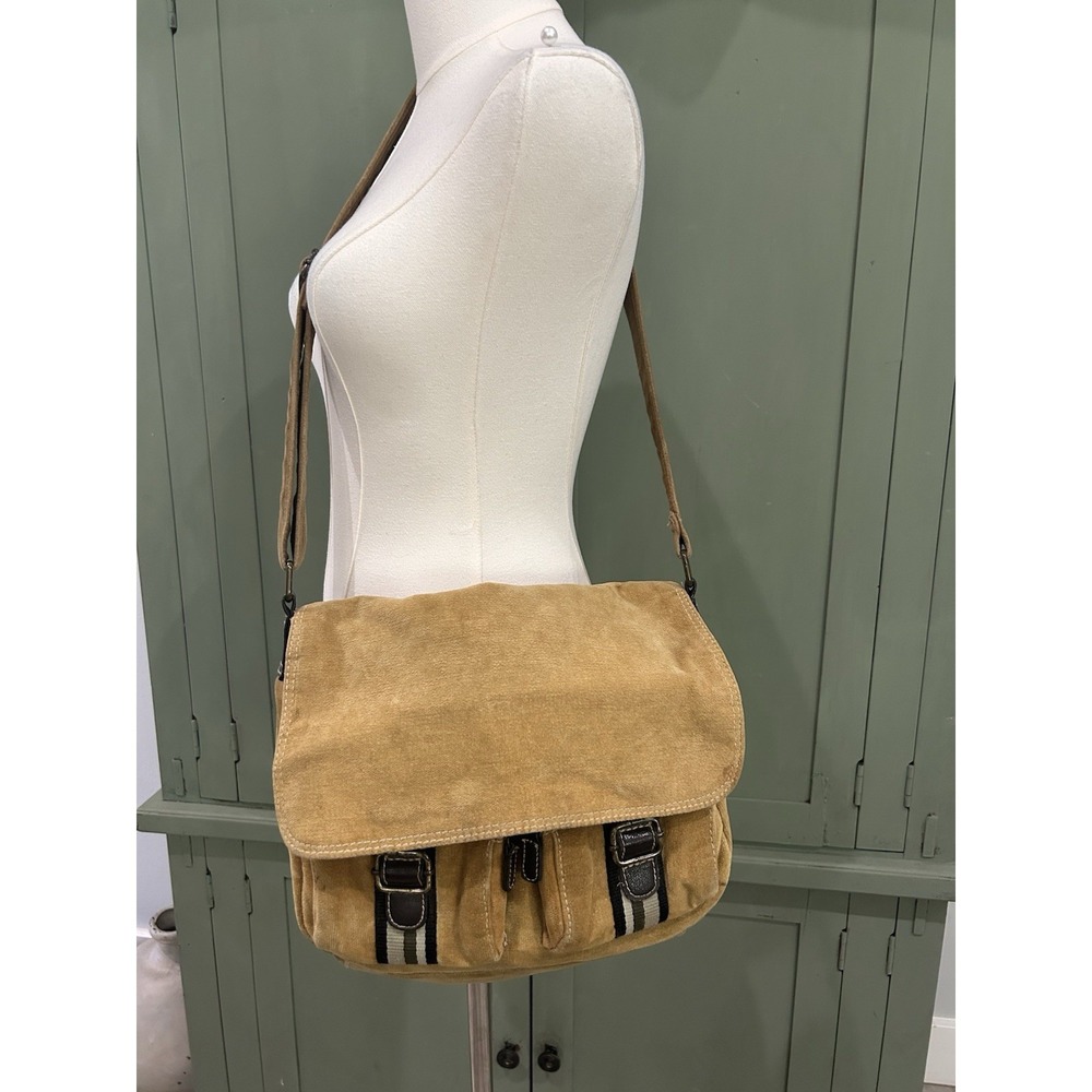 Vintage Y2K Canvas Messenger Bag Brown Boho Crossbody Shoulder Bag Elena Gilbert